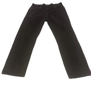 Levis 505 Jeans Mens 36x32 Black Regular Straight Mid Rise Dark Wash denim